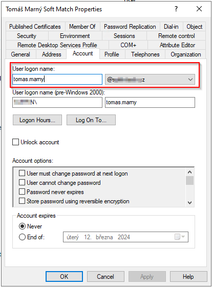 Active Directory - Sjednocení UPN (UserPrincipalName)