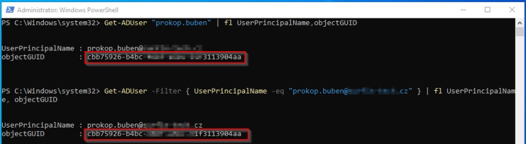 Get-ADUser - object GUID