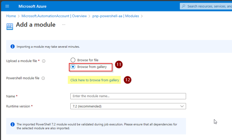 Azure Automation Accounts - Modules