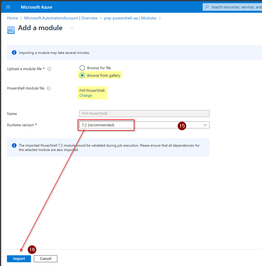 Azure Automation Accounts - Modules