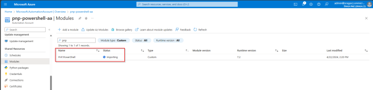 Azure Automation Accounts - Modules