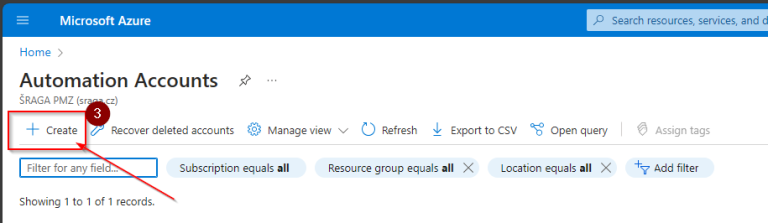 Azure portal - Automation Accounts