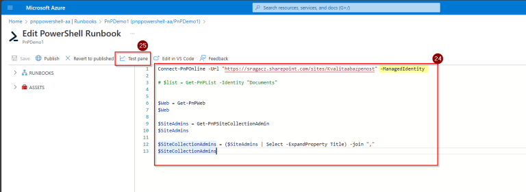 Edit PowerShell Runbook