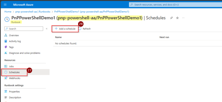 Schedule PowerShell Runbook