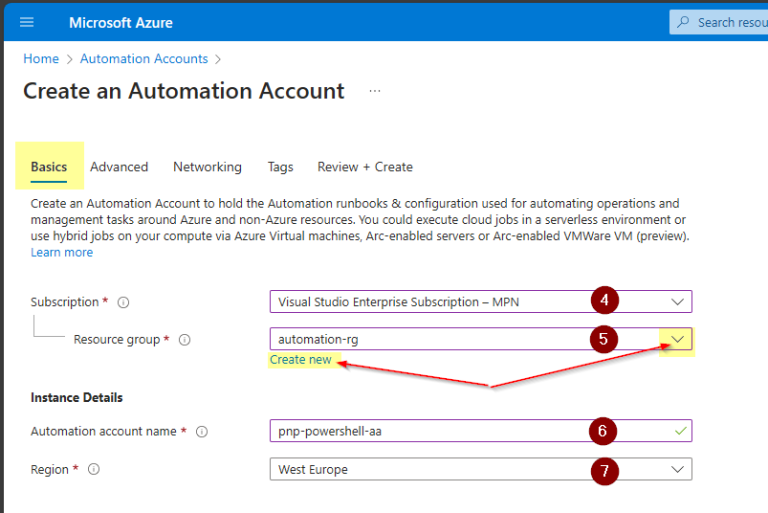 Azure portal - Automation Accounts