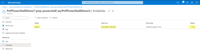 Schedule PowerShell Runbook