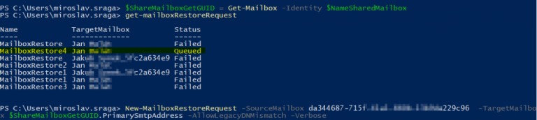 Get-mailboxrestorerequest