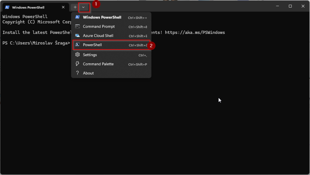 powershell instalace terminal