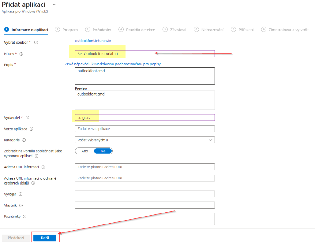 IntuneWin - Informace o aplikaci