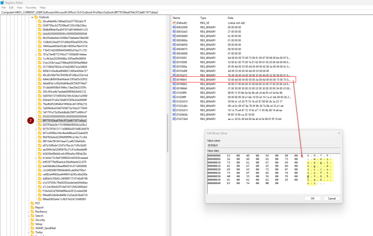 Regedit - Outlook primary mailbox