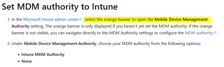 Set MDM authority to Intune