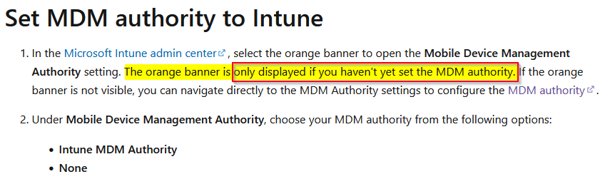 Set MDM Autorit Intune